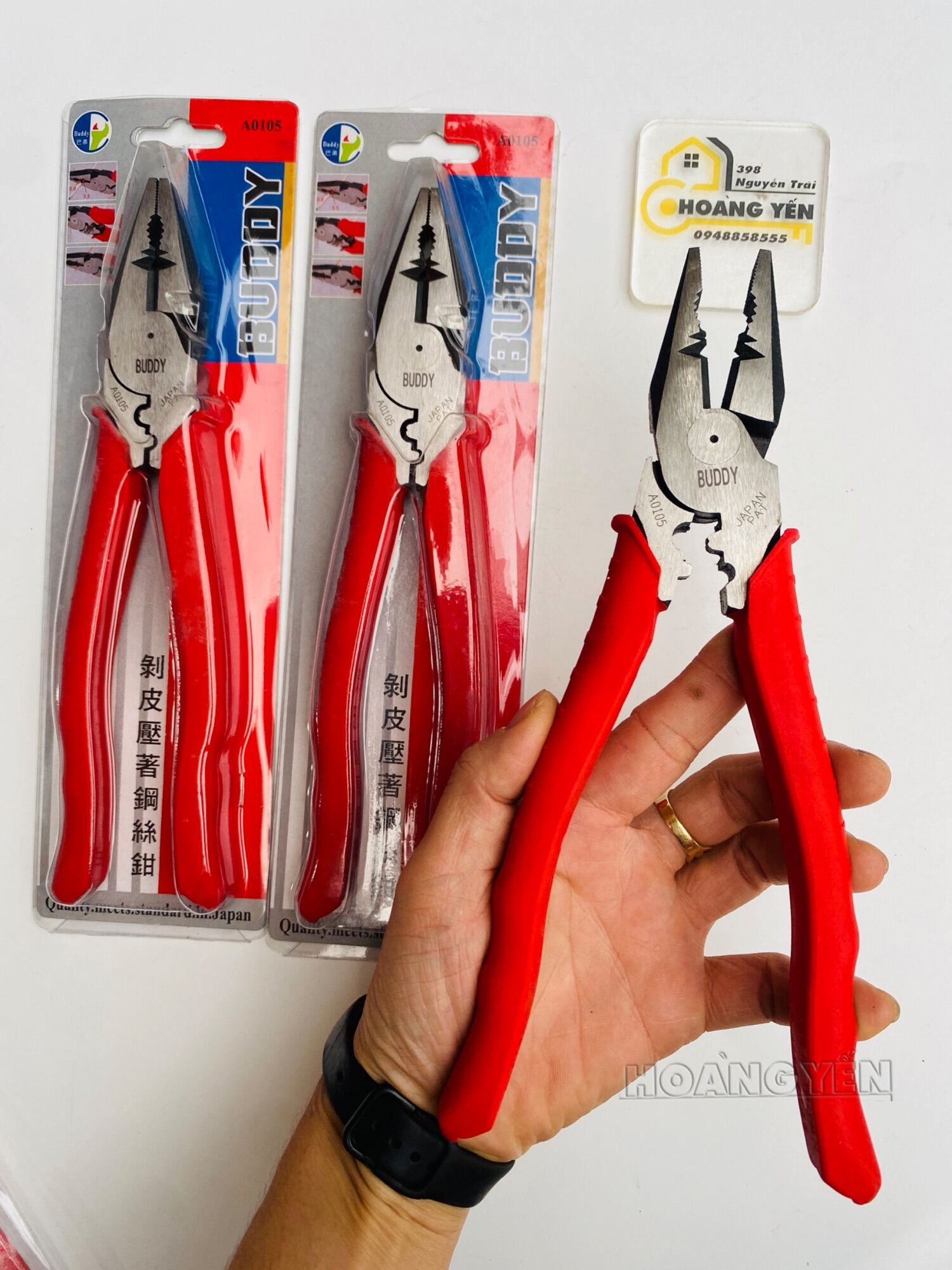 Kìm điện cắt tuốt dây, kềm bấm cáp cao cấp 3 trong 1 buddy ba0105