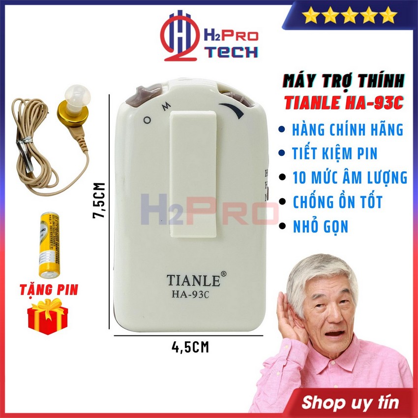 Máy trợ thính có dây cho người già 93c tiếng rõ, chống ồn tốt cho người khiếm thính, tặng pin aa tiện dụng - h2pro tech