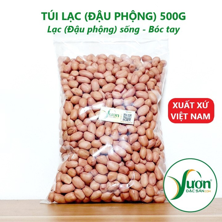 Túi 500g Lạc lạc sống phơi khô hạt to đều bóc tay đậu phộng Việt Nam - Vườn Đặc Sản