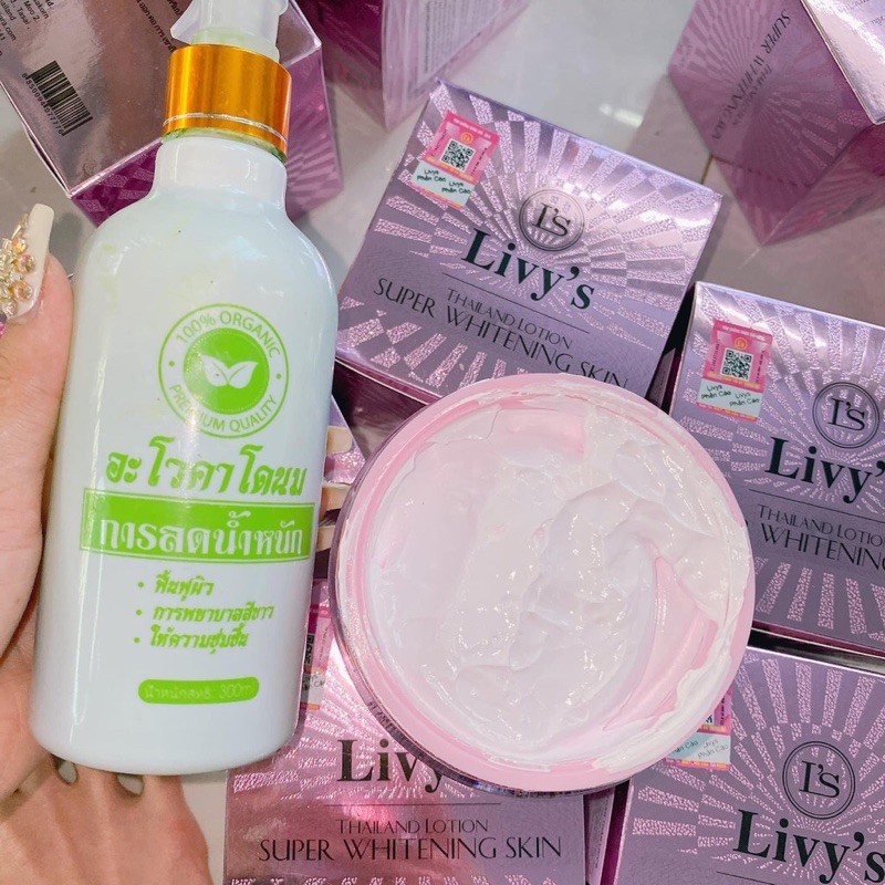 combo ủ trắng bơ và body livy thái ( tặng kèm quà )