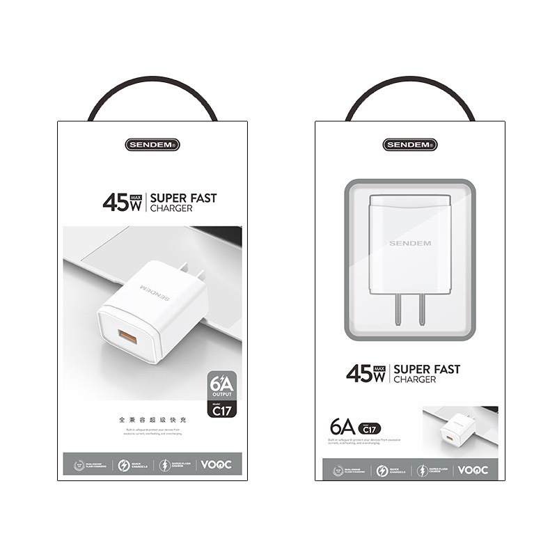 Củ sạc nhanh 45w sendem c17 phù hợp cho mọi dòng máy