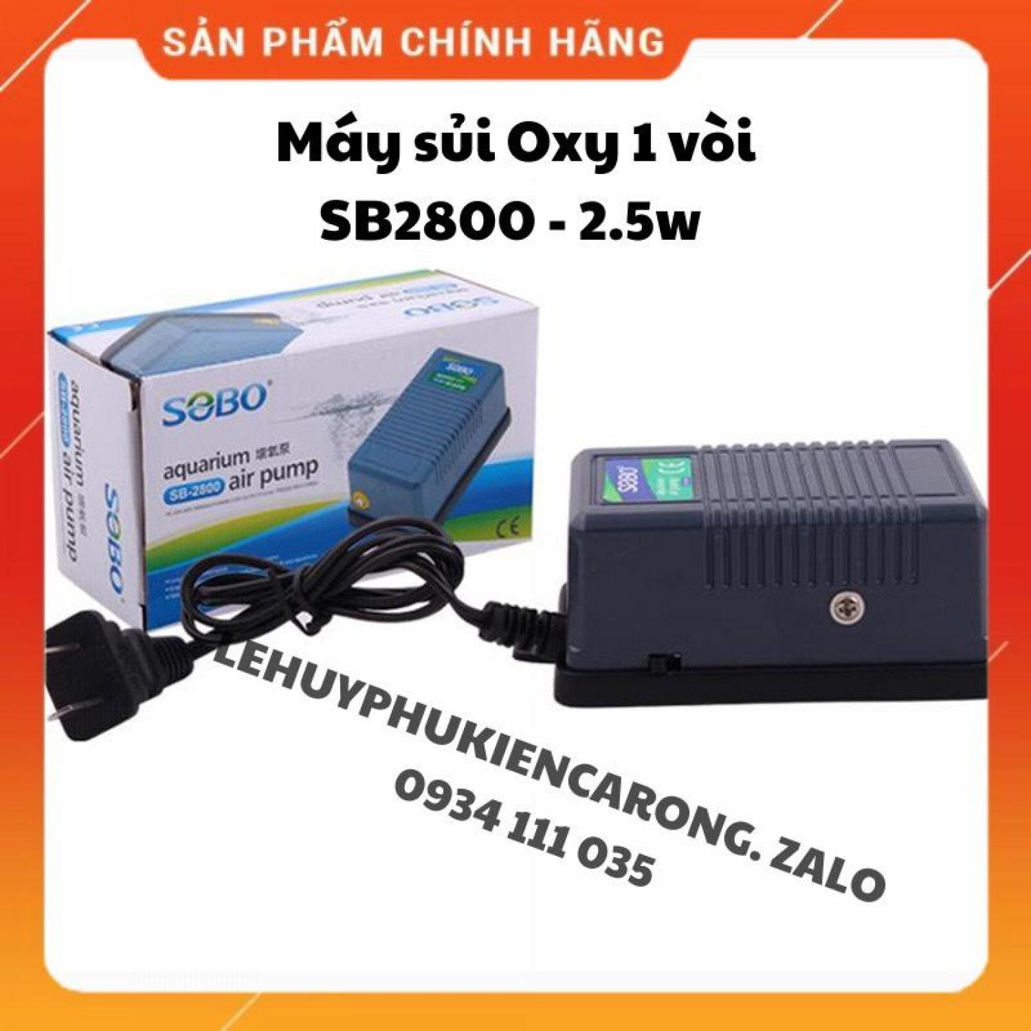 Hoàn tiền đến 10% Máy Sủi Oxy Bể Cá SOBO SB-2800, SB-1102 1 vòi và SB-1106  2 vòi chạy siêu êm (chọn combo kèm phụ kiện dây+quả sủi)