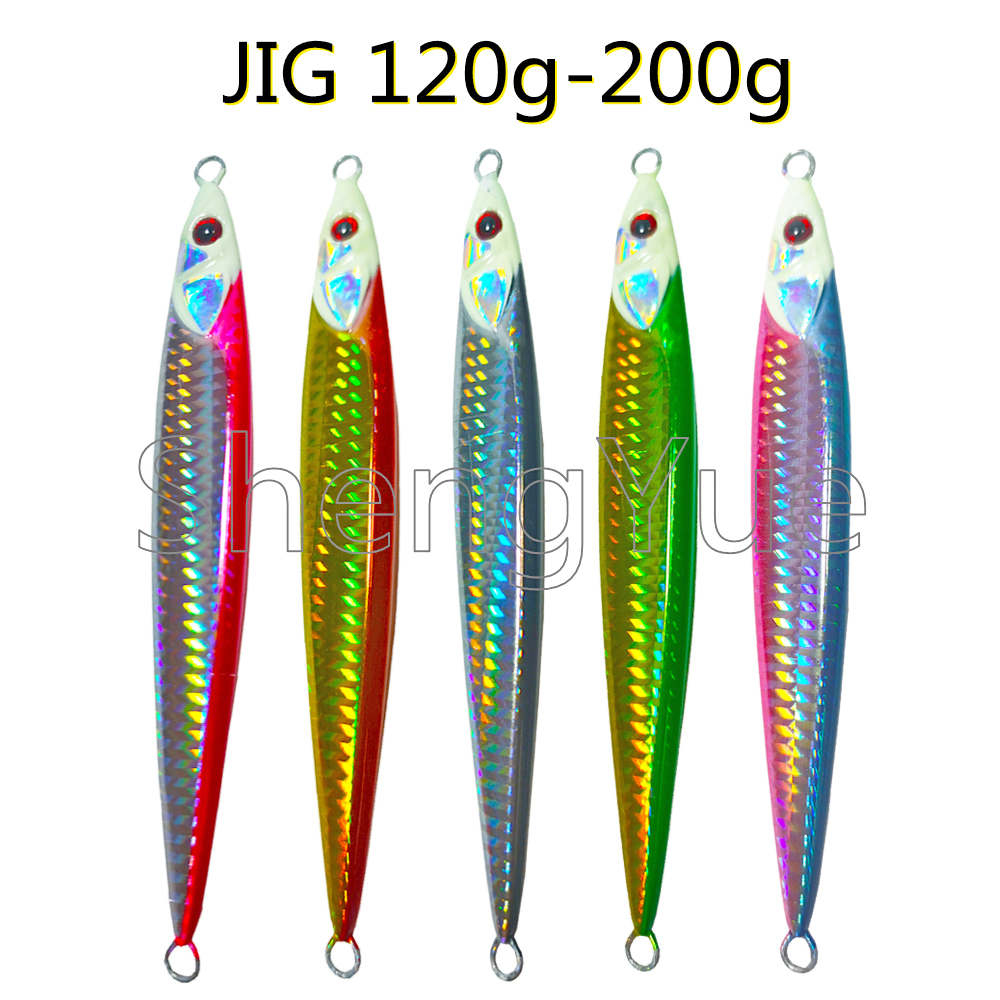 120g/150g/200g Luminous Laser Jigging Lead 3D Eyes Metal Jig Slow Jigging/Trolling Metal Spoon Fishing Lure