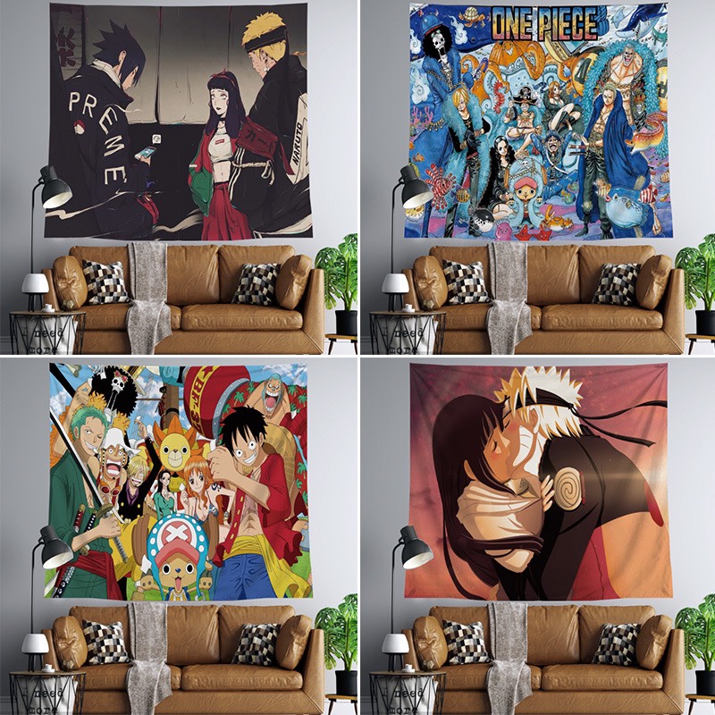 [NHIỀU MẪU] Thảm treo tường, tranh vải decor phòng anime tặng móc treo tường