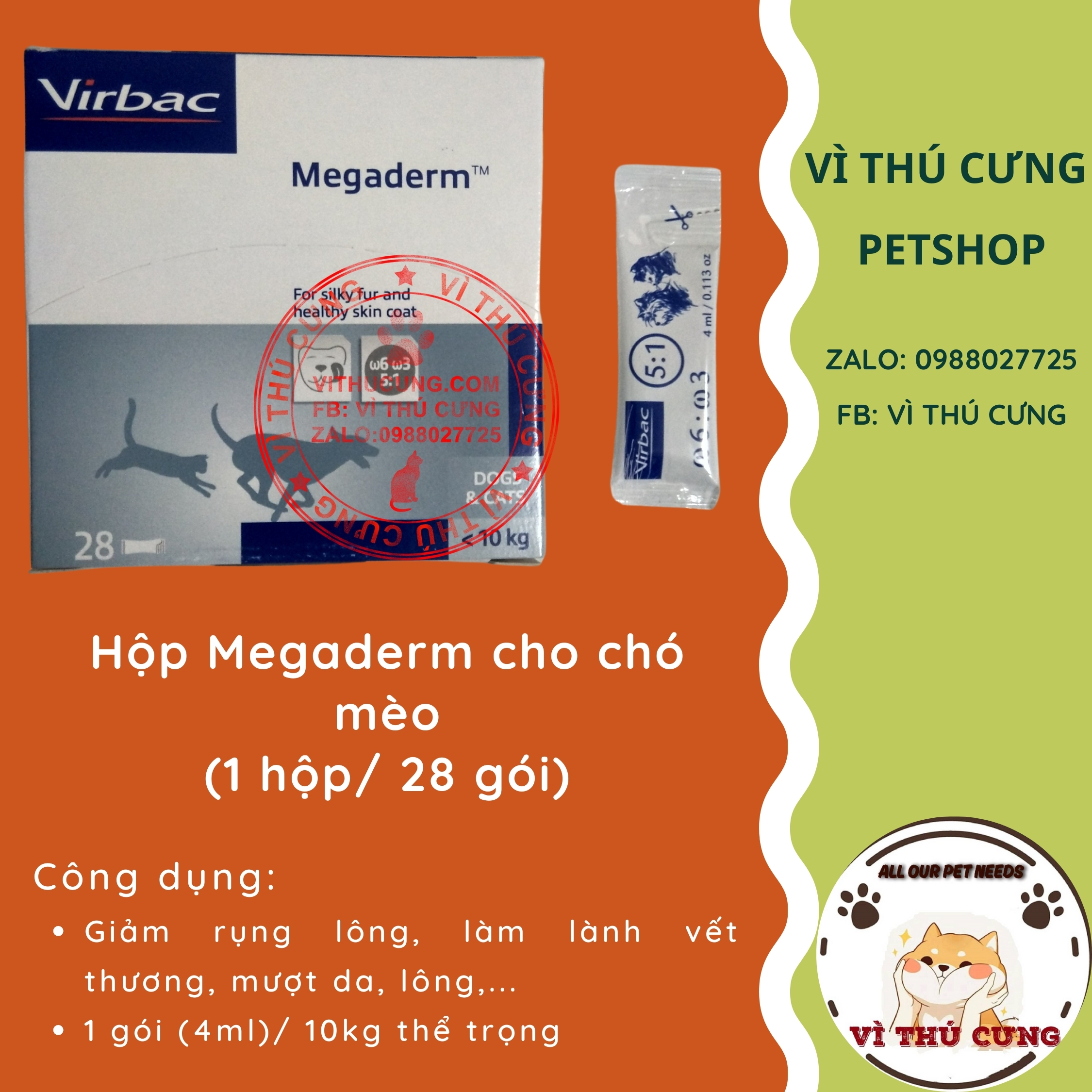 Hộp Megaderm dưỡng lông chó mèo