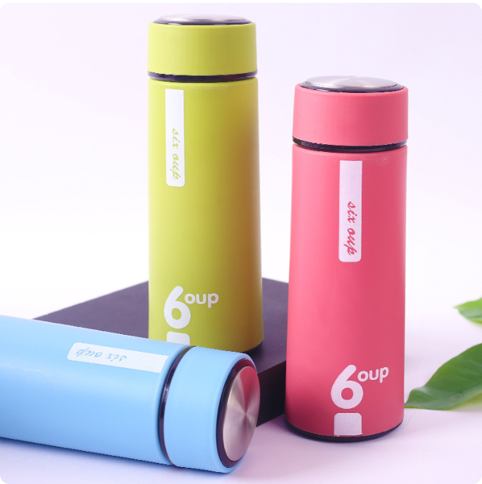 BÌNH NƯỚC GIỮ NHIỆT 6OUP 2 LỚP LÕI THỦY TINH dung tích 450ml (Nhiều màu) - [ Bình đựng nước #bình giữ nhiệt #bình nước học sinh #bình nước Kute ]