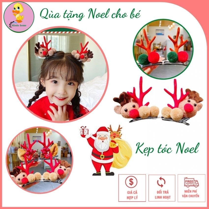 Kẹp Tóc Noel, bờm tóc, phụ kiện tóc phong cách Hàn Quốc cho bé gái đón giáng sinh, MINDU, Kẹp tóc Noel quà tặng cho bé, nhân dịp Giáng Sinh 2022