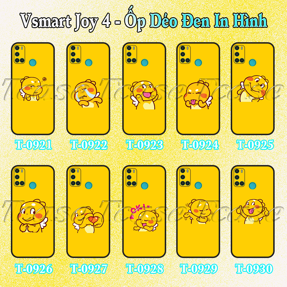 Ốp lưng Vsmart Joy 4 - Ốp dẻo đen in hình Khủng Long Cute