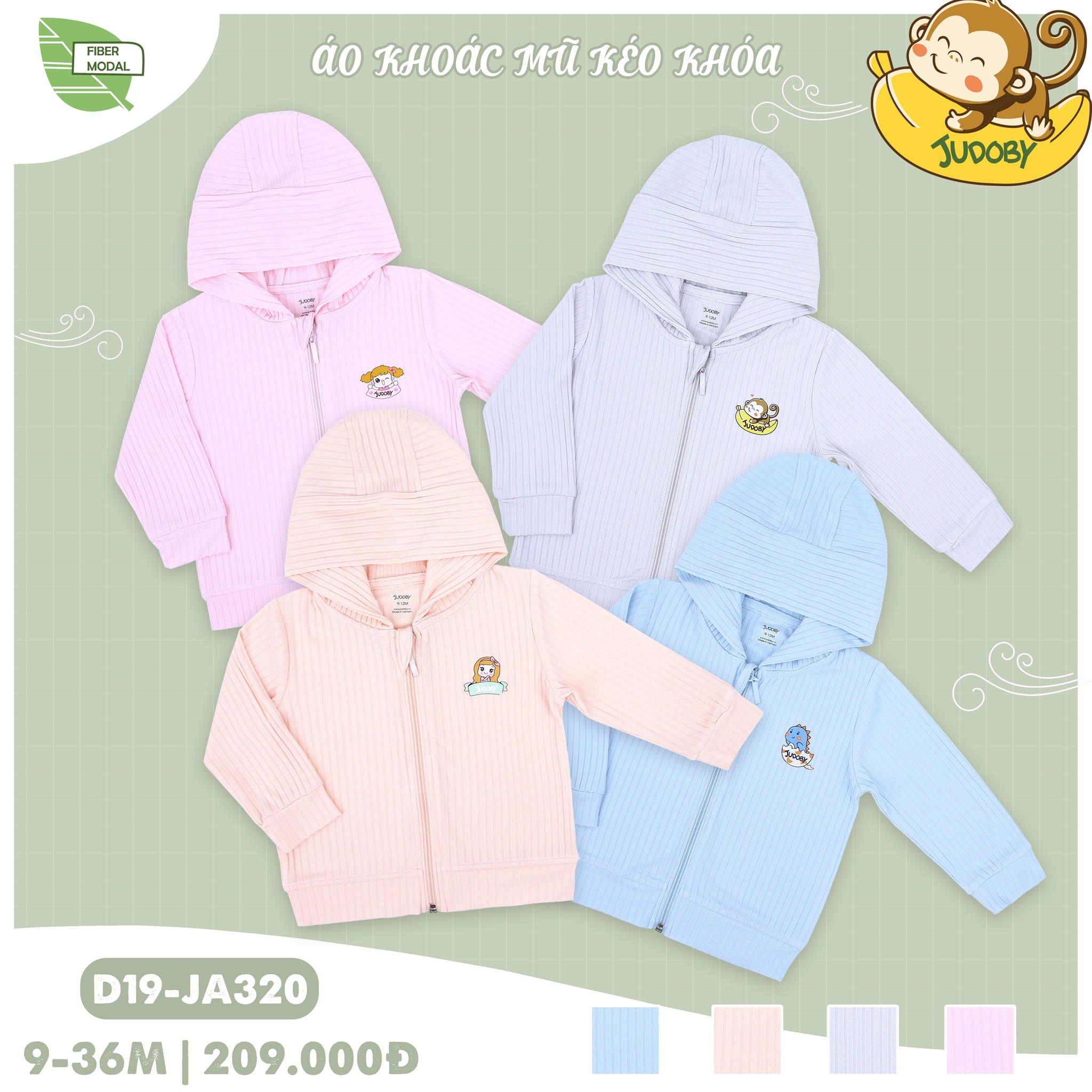 Ja320 - áo khoác bé trai, bé gái ấm áp dokma size 9-36m