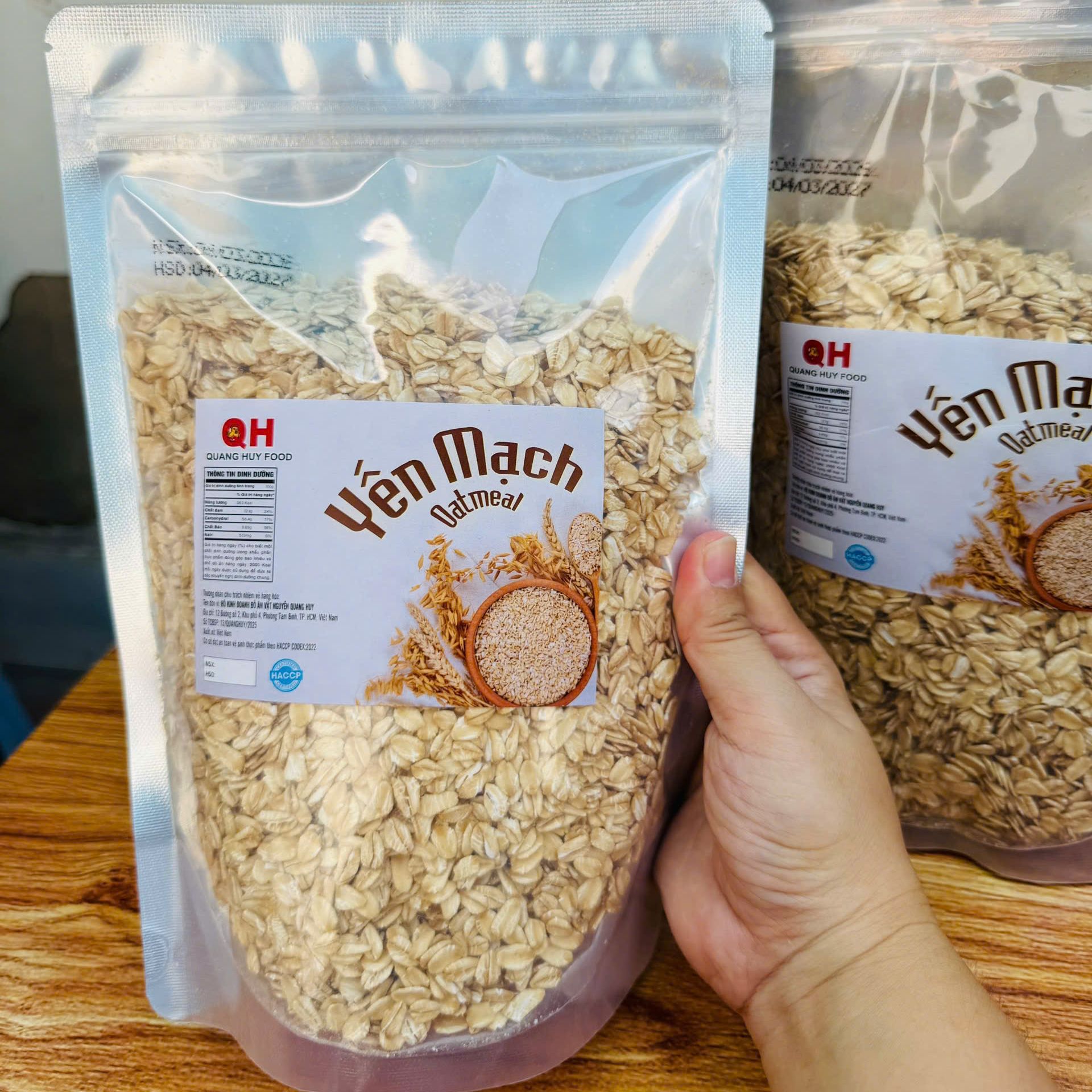Túi 500gr Yến Mạch Nguyên CHất HỮu Cơ Cán Dẹt Hỗ Trợ Giữ Dáng, Đẹp Da