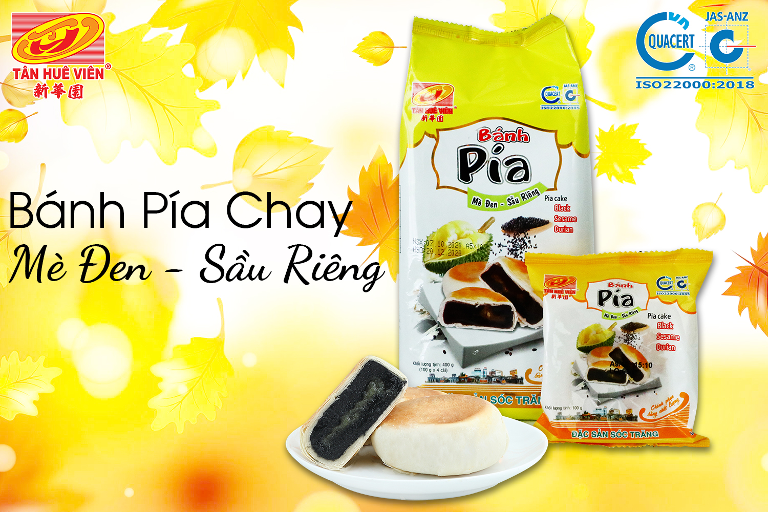 Bánh pía chay mè đen_sầu riêng tân huê viên