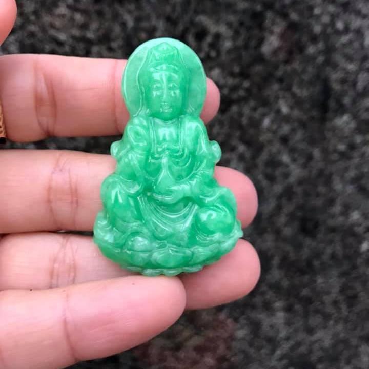 [HCM]MẶT DÂY QUAN THẾ ÂM BỒ TÁT NGỌC CẨM THẠCH THIÊN NHIÊN - XANH LÁ