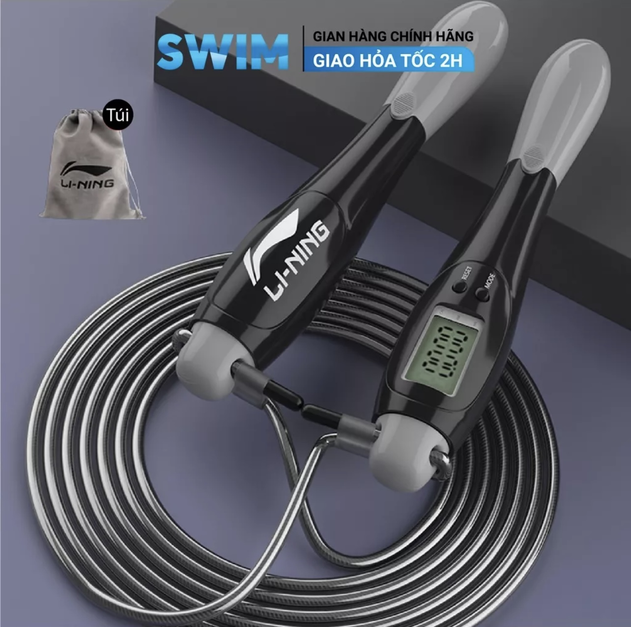 Dây nhảy li-ning đếm bước tặng túi đựng dây nhảy lining dây nhảy đếm bước li-ning