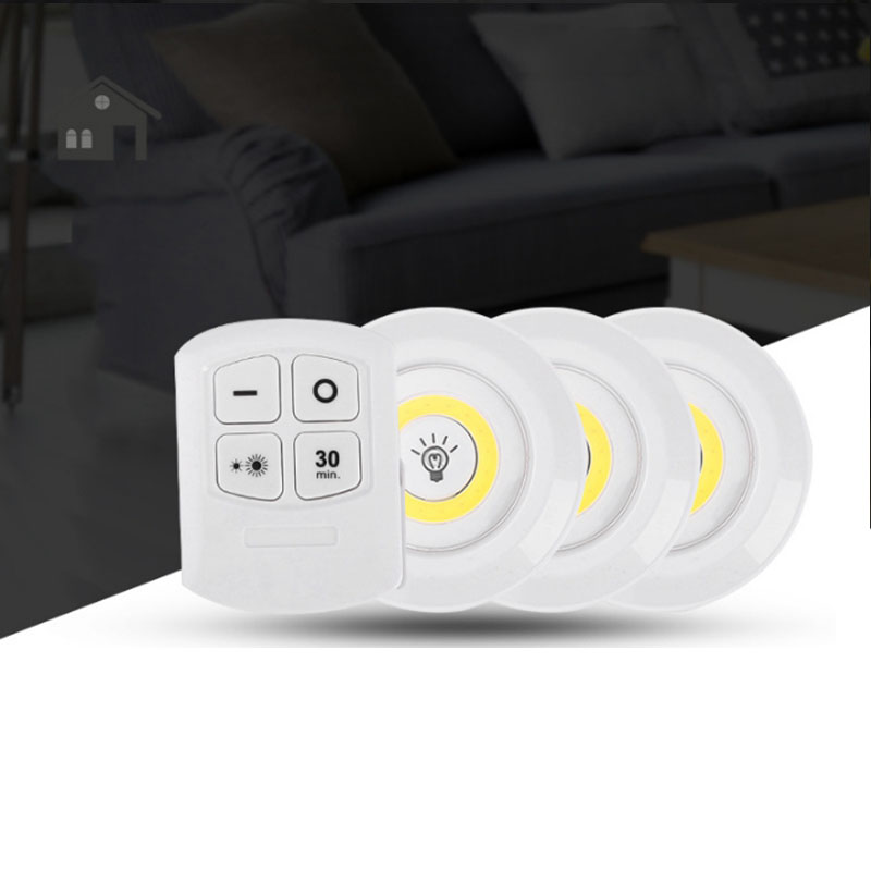 Bộ 3 đèn LED 3W dán tường thông minh treo cầu thang phòng ngủ gắn tủ trang trí + điều khiển từ xa