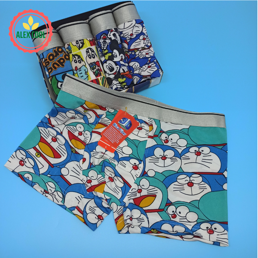 [Hoàn Tiền 15%] COMBO 4 Quần sịp quần lót nam doremon hoạt hình thun lạnh 3d cao cấp, xịt xịn sexy, hình trơn, doremon đẹp hình độc, alex cool