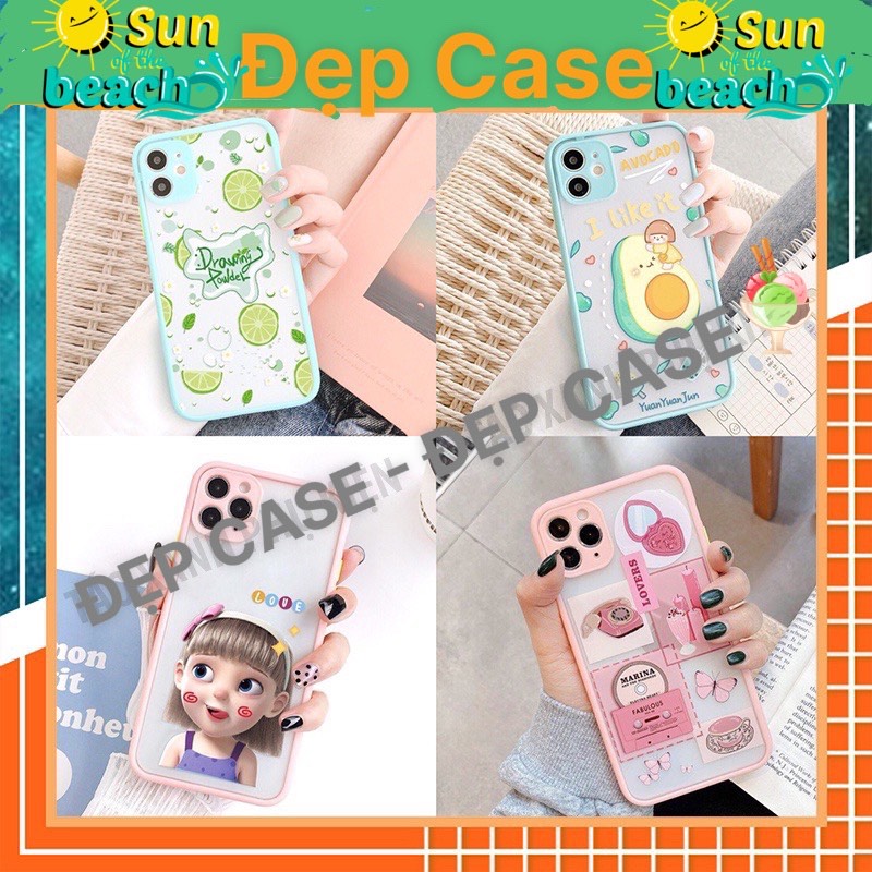 Ốp lưng ip basic bảo vệ camera in hình siêu cute lưng nhám