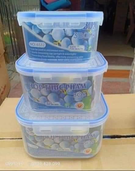 [ Siêu tiện lợi ] Bộ 3 hộp nhựa có nắp gài kín cao cấp Việt Nhật