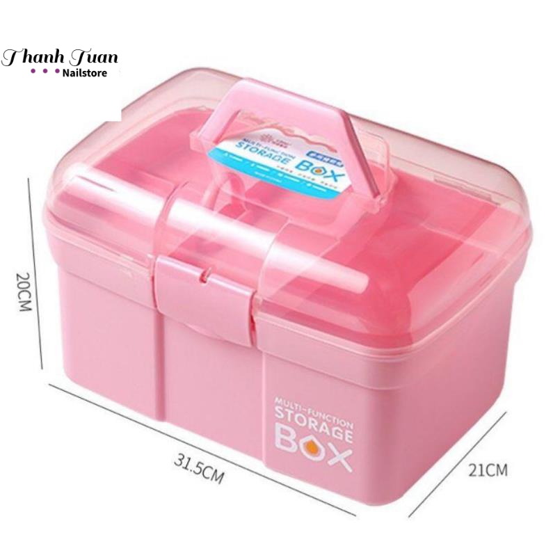 Cốp nhựa hồng nắp trong đựng đồ nail - Phụ kiện đồ nail Thanh Tuấn