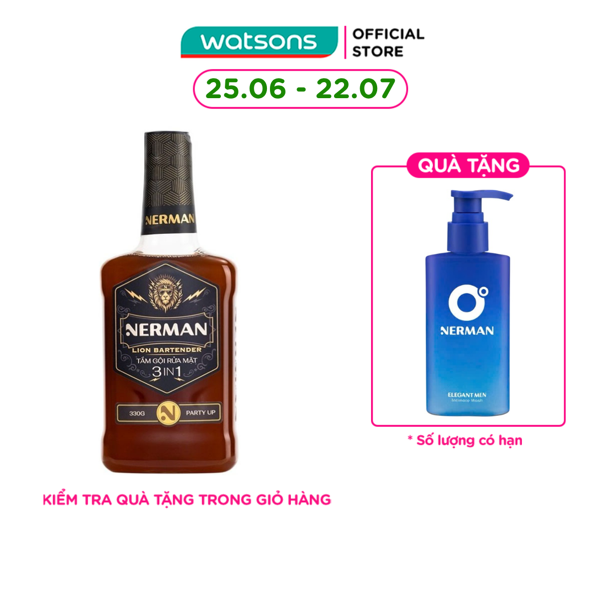 Sữa tắm gội 3in1 Nerman Lion Bartender Hương Party Up 330g
