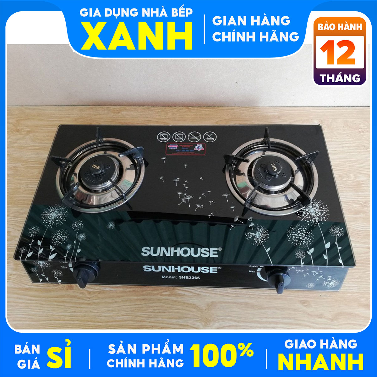 Bếp gas Sunhouse SHB3365 Chính Hãng +Tặng Dây gas+Cổ dê,- Đầu đốt mới tiết kiệm gas - Họng bếp chất liệu inox cao cấp - Kiểu dáng sang trọng - Mặt kính cường lực dễ vệ sinh