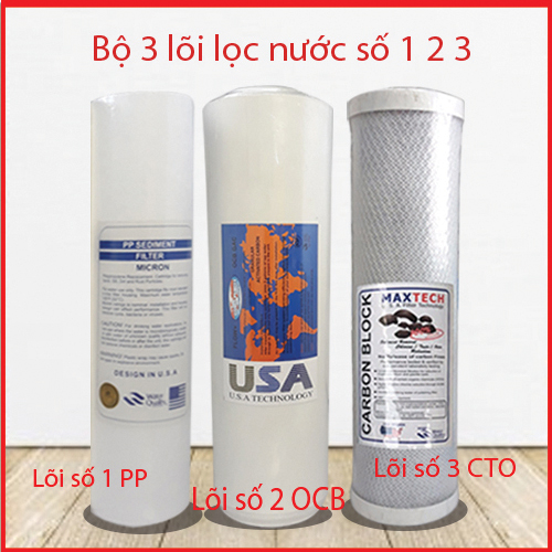 Bộ 3 lõi lọc nước số 1 2 3 bộ lõi thay thế cho bộ lọc 10 inch thông dụng