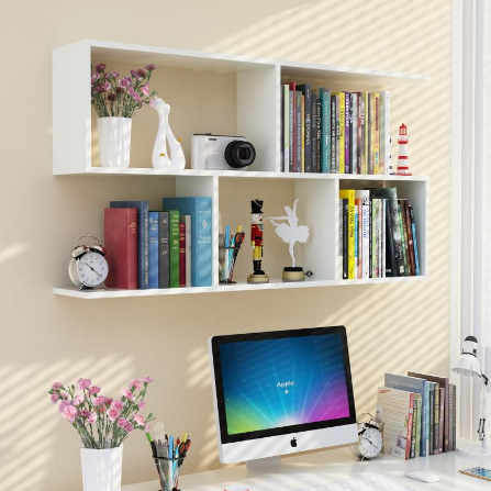 Kệ sách treo tường chữ s 2 tầng 80 cm x 15cmx 55cm