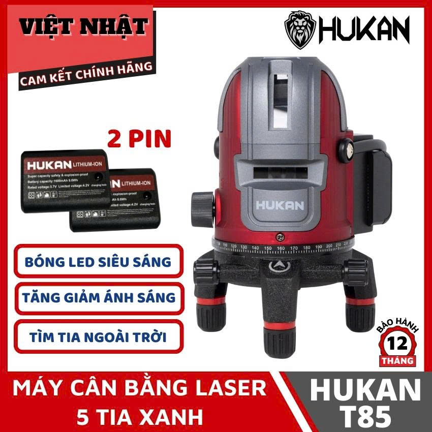Máy cân bằng laser 5 tia xanh bóng Led siêu sáng Hukan T85 mẫu mới, có thể tăng giảm ánh sáng và tìm tia ngoài nắng - Máy bắn cốt cân mực Hukan chính hãng giá rẻ mẫu mới nhất - Điện máy Việt Nhật