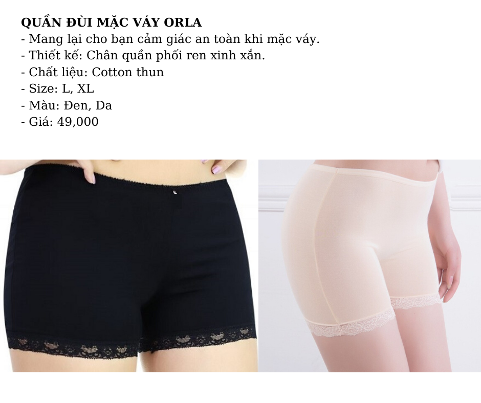 Quần đùi cotton mặc váy d69 orla