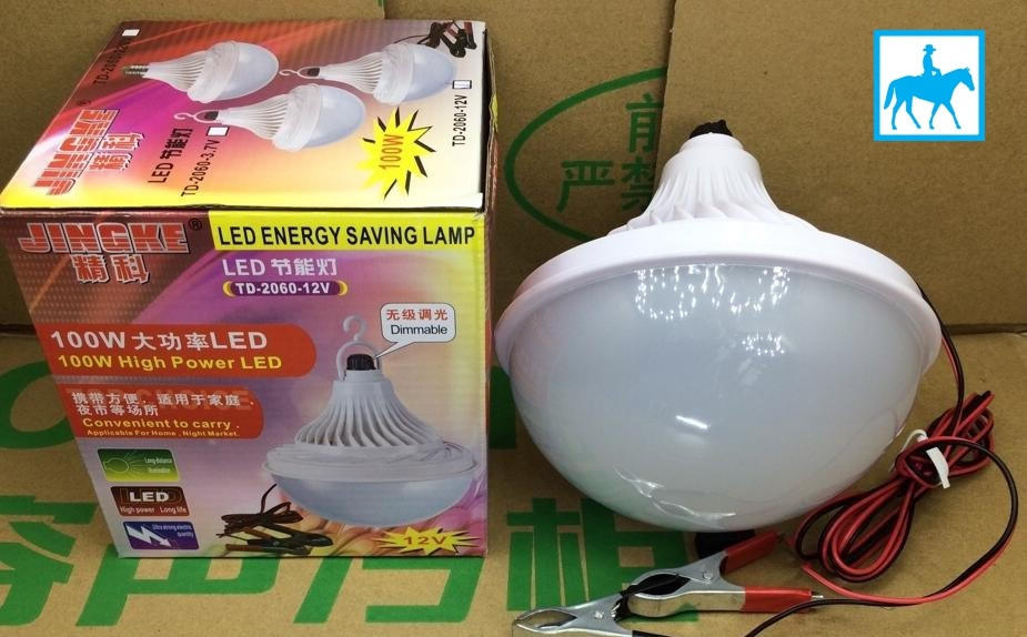 Bóng đèn led 12V 100W kẹp bình dùng bình ắc quy TD-2060-12V Dimmable chỉnh độ sáng