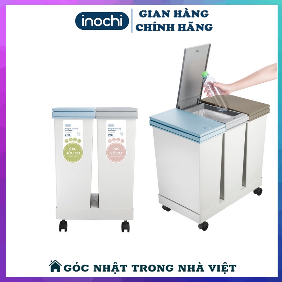 Thùng rác thông minh đa năng giúp phân loại rác 2 3 ngăn tiện lợi sạch sẽ inochi