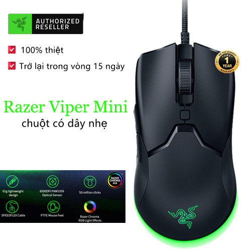 Chuột chơi game razer viper mini 8500dpi cảm biến quang học chuột chơi game có dây chroma rgb trọng lượng nhẹ cáp speedflex dành cho game thủ