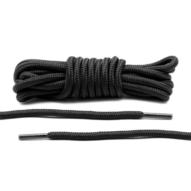 Dây giầy thể thao đen bản tròn - dây giầy vải tròn trơn dài 120cm yog