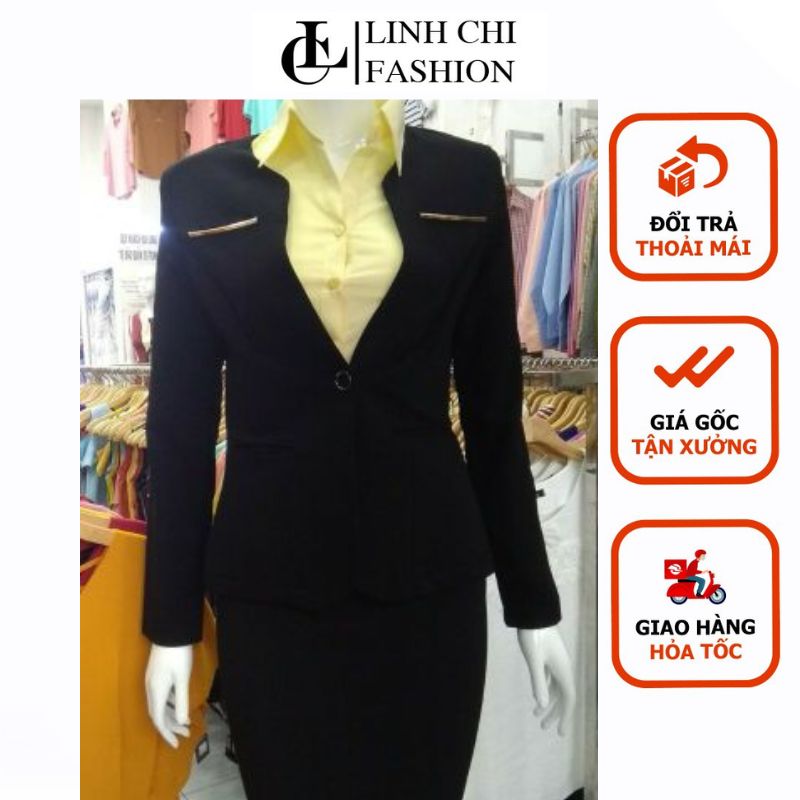 ÁO VEST NỮ CÔNG SỞ MÀU ĐEN TAY DÀI  LNH CHI LC02  [ HÀNG SHOP- ĐƯỢC ĐỔI TRẢ THOẢI MÁI]