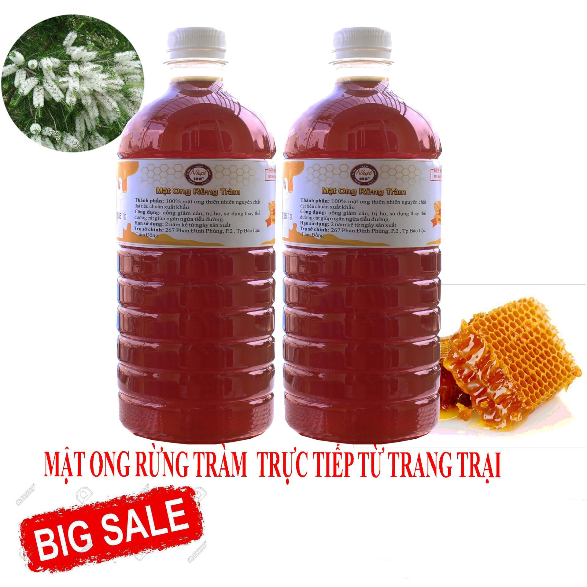Bộ 2 Mật Ong Nguyên Chất Rừng Tràm 1 Lít- Giá Gốc tại Trang Trại