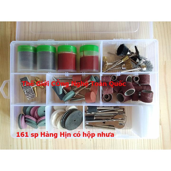 Phụ kiện mài cắt khắc đánh bóng 161 chi tiết hàng chuẩn cao cấp có hộp