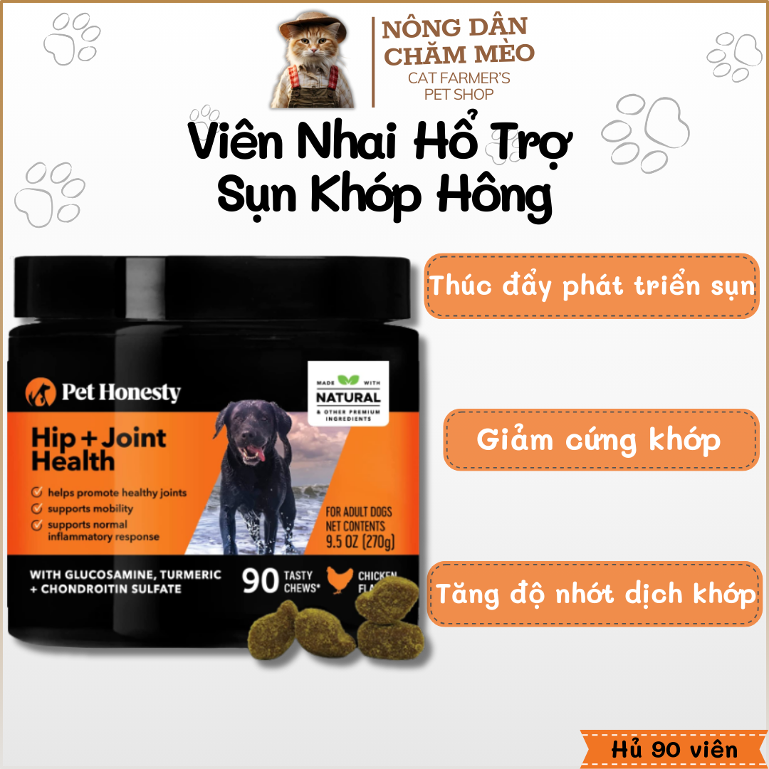 Pet Honesty - Hip + Joint Health - Viên Nhai Cải Thiện Sụn, Khớp và Hông Cho Chó