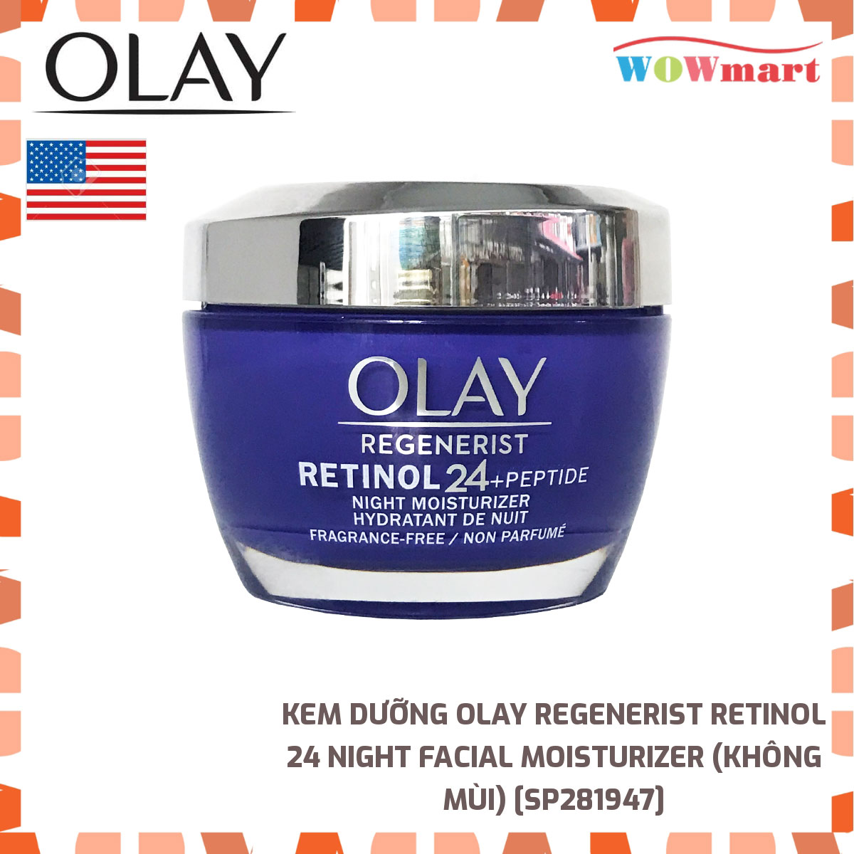 [HCM]Kem dưỡng Olay Regenerist Retinol 24 +Peptide Night Hydrating Moisturizer 48g (Không mùi) - MỸ