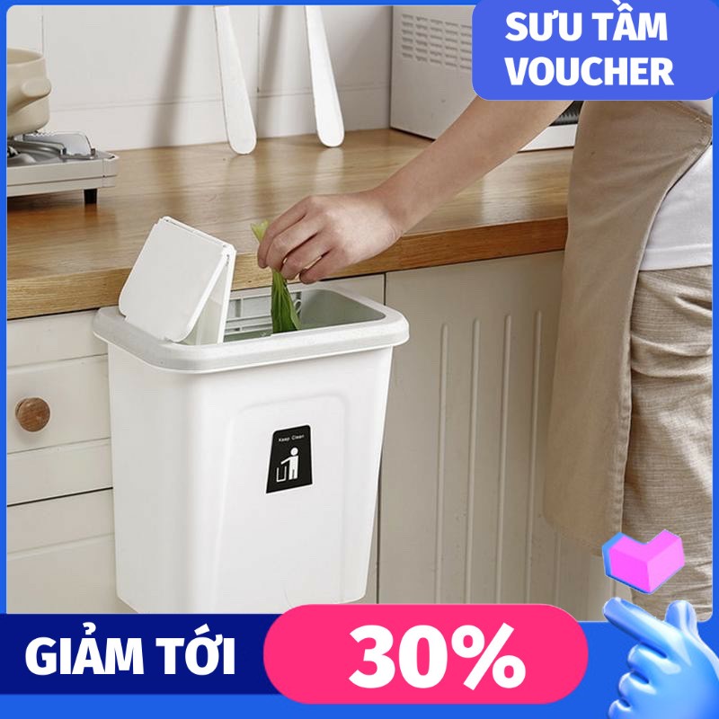 Thùng rác thông minh treo cánh tủ có lắp đậy sạch sẽ dung tích 7 lít - sản xuất Việt Nam