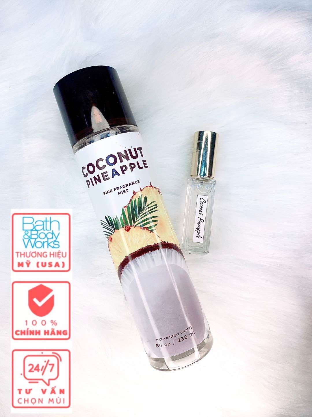 Xịt thơm Body mist Coconut Pineapple Bath and Body works từ Mỹ Size 10ml - Shara Jewelry