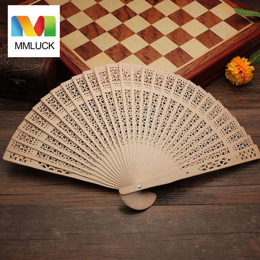 quạt cổ trang trung quốc quạt giấy quạt tay MMLUCK Quà Tặng 20Cm Thơm hoa cầm tay tiệc cưới quạt gấp gỗ tre Phong cách Trung Quốc