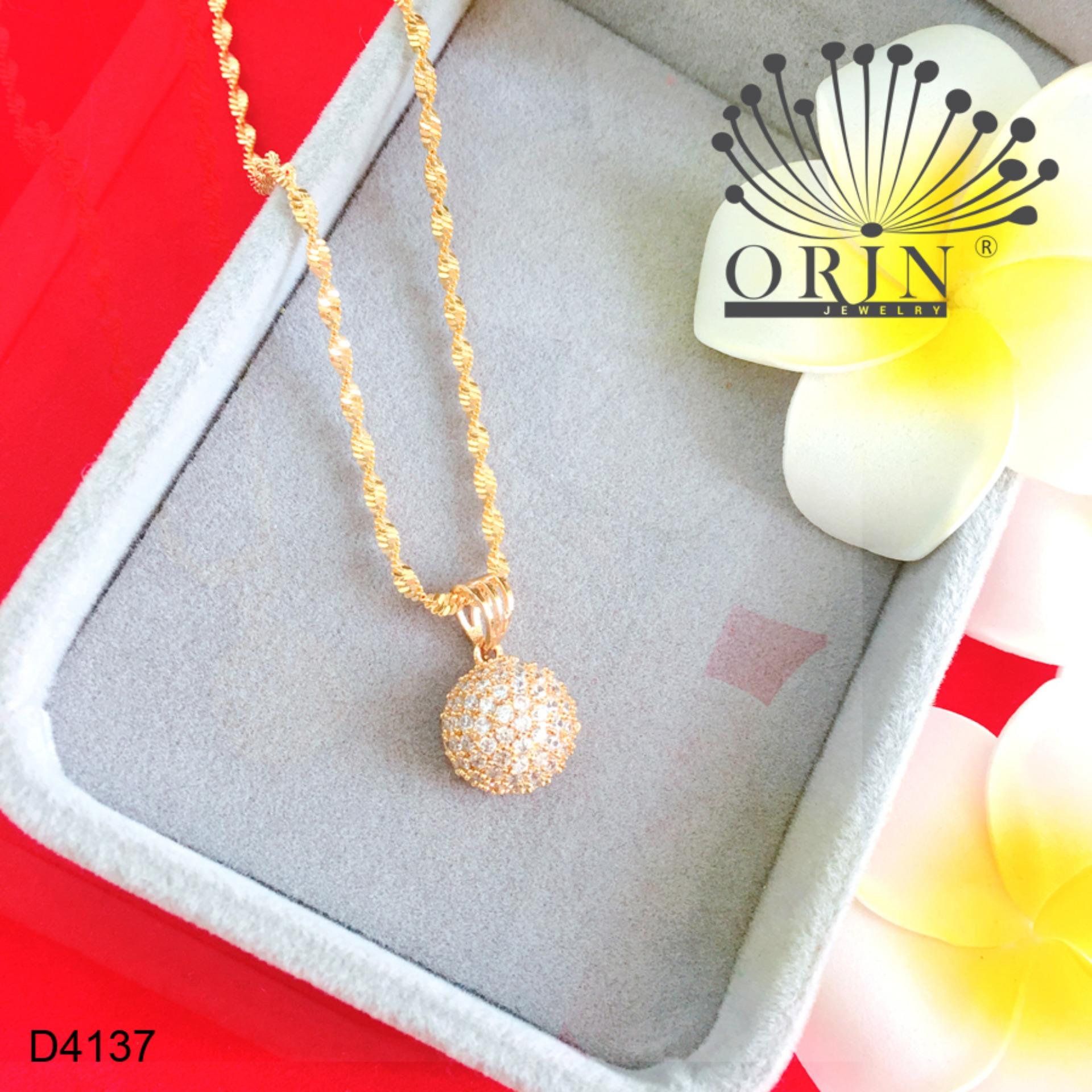 Dây chuyền nữ dạng xoắn mặt trái cầu đính đá thiết kế bền màu cao cấp Orin D4137