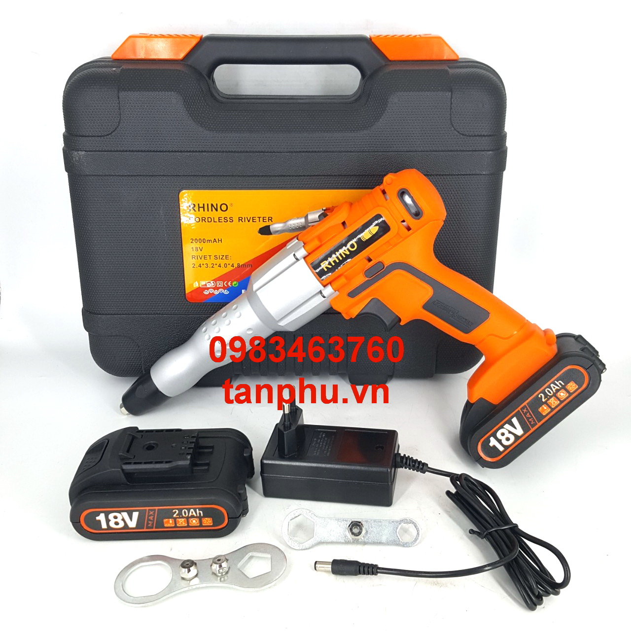 Máy rút đinh tán rive nhôm rhino dùng pin 18v