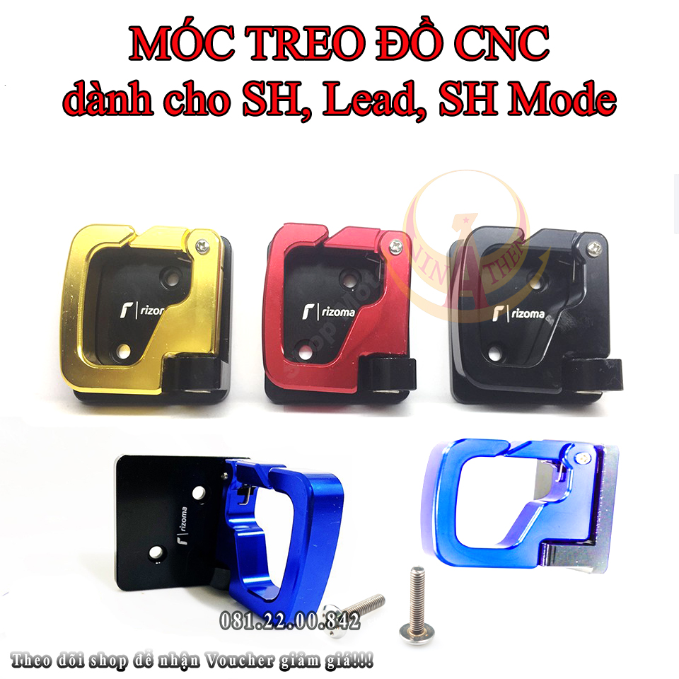 Móc treo đồ bằng nhôm CNC cho SH, Lead, Sh Mode - hàng đẹp & cao cấp ( xanh, đỏ, bạc, vàng, đen )