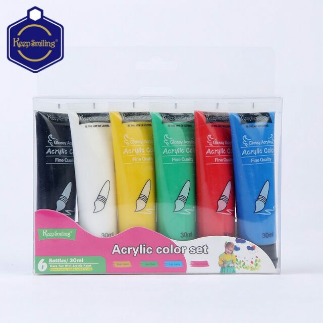 Bộ 6 màu vẽ acrylic dạng tuýp 30ml, màu vẽ vải, vẽ giày, màu vẽ tường, vẽ nhiều chất liệu