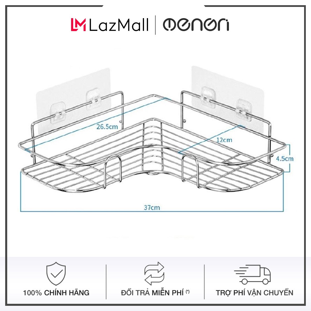 Kệ góc để đồ nhà tắm, Giá để gia vị nhà bếp lắp đặt dán tường chất liệu INOX 304 siêu chắc - OENON