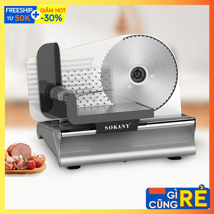 Máy cắt thịt đông lạnh bán tự động cao cấp sokany 500w độ dày 0.5-15mm