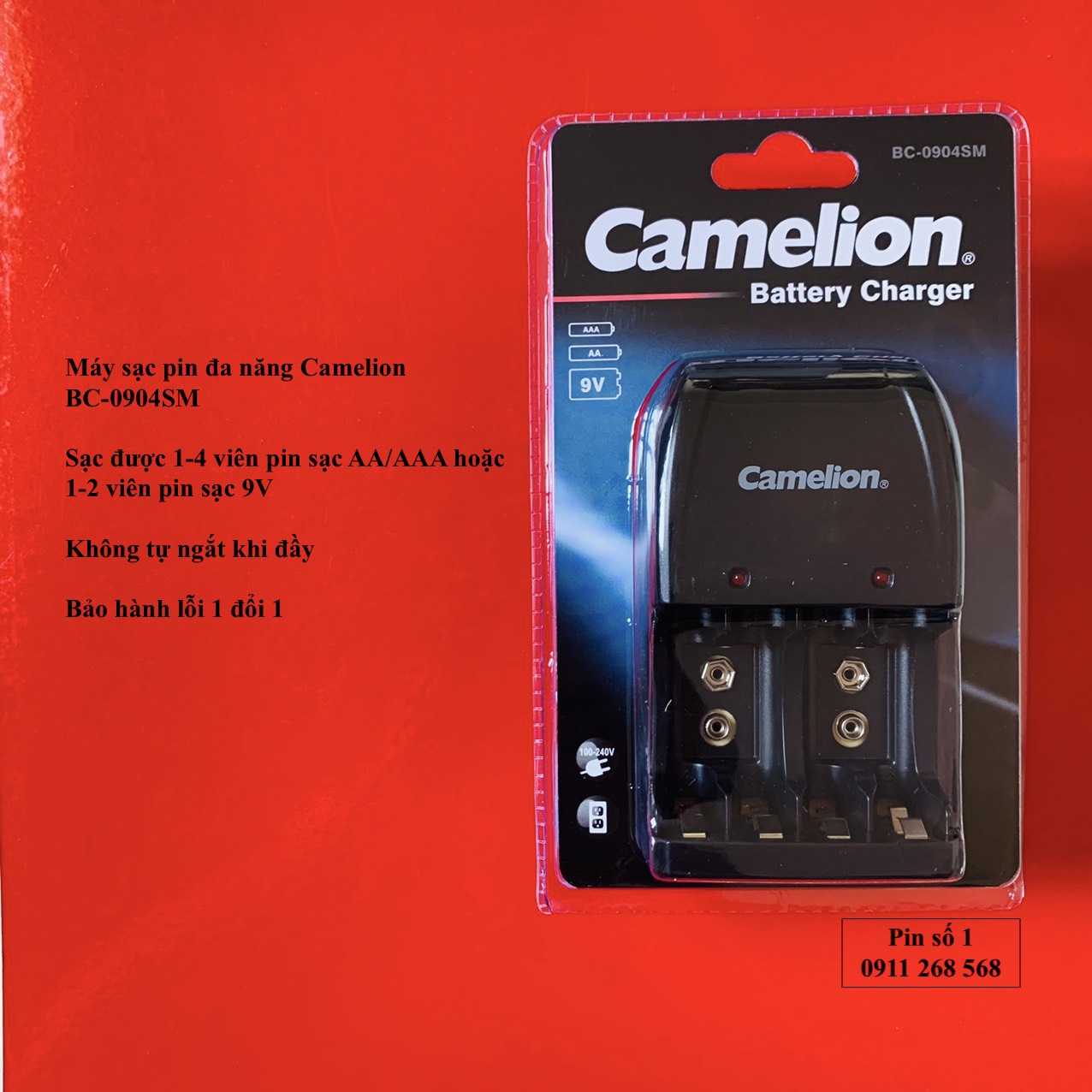 Bộ sạc /máy sạc pin đa năng camelion bc-0904sm sạc pin aa pin aaa pin 9v