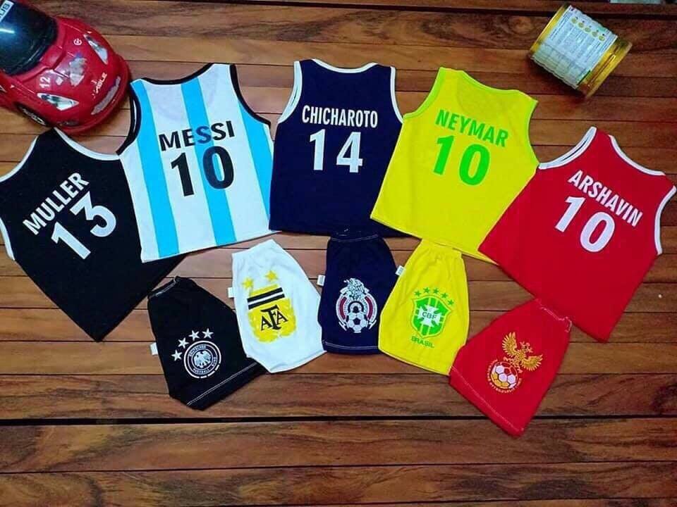 [Lẻ size thanh lý cực sốc] Combo 5 bộ quần đùi áo sát nách bóng đá cho bé trai 6-8kg