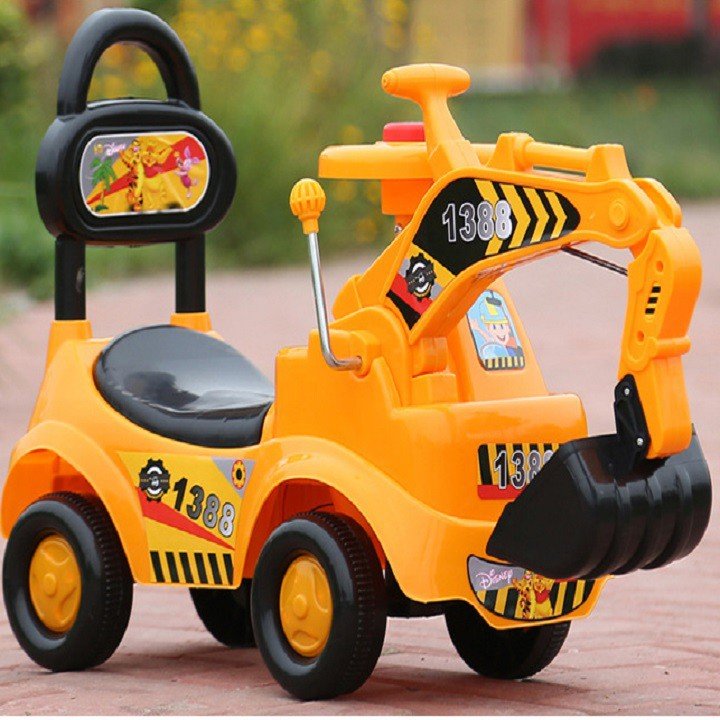 Cần cẩu chòi chân cho bé từ 1 đến 5 tuổi, đồ chơi xe cẩu, máy xúc có còi và cấp để đồ