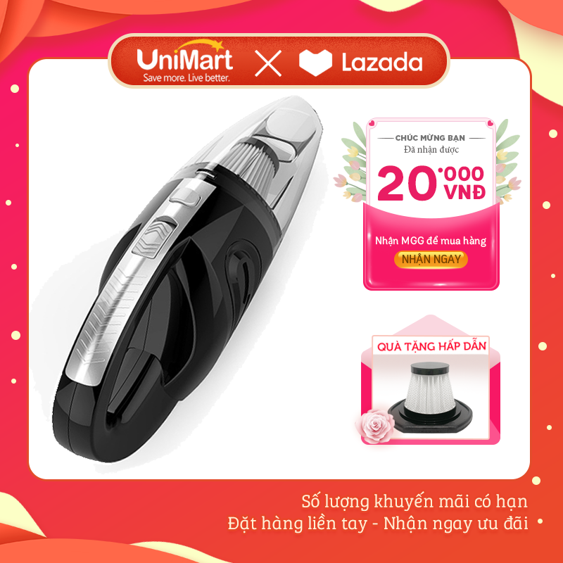 Máy Hút Bụi Cầm Tay Không Dây Damas XC628 - Thiết kế cầm tay 2 trong 1 tiện dụng vừa dùng cho gia đình và xe hơi  Unimart Official Store